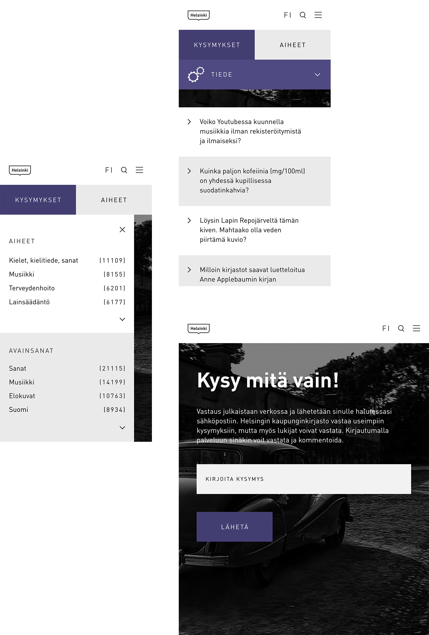 Helsingin kaupunginkirjasto -  käyttöliittymäesimerkki