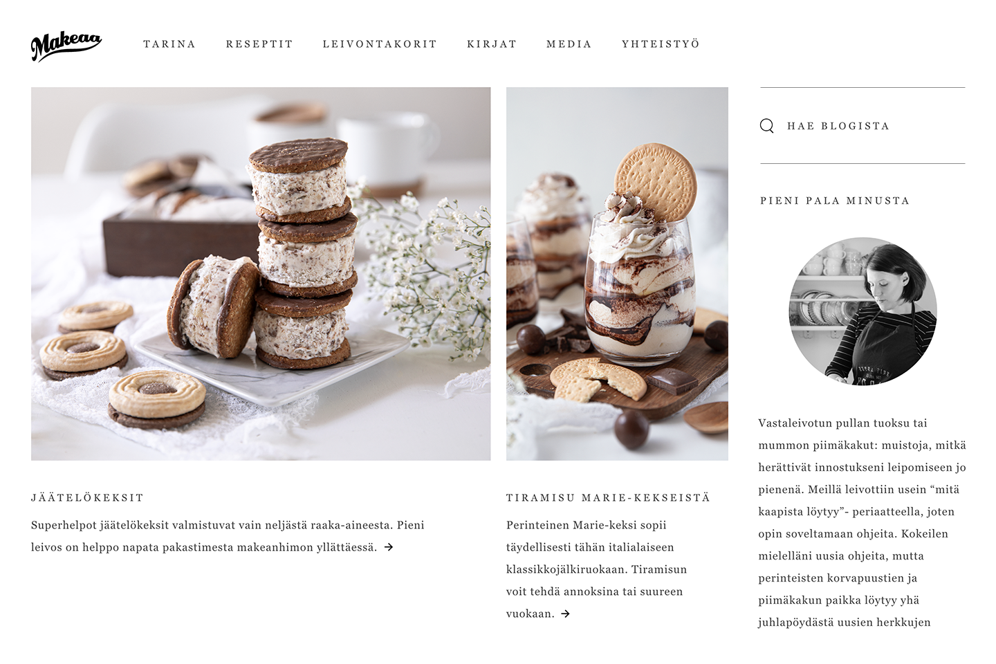 Makeaa Baking -  käyttöliittymäesimerkki